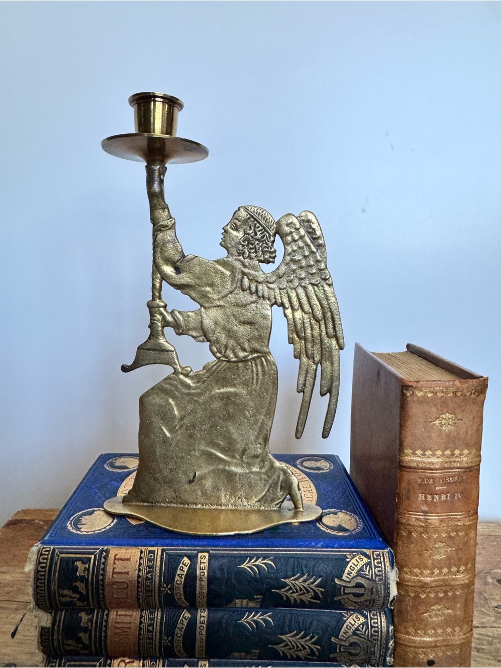 Vintage Brass Angel Candlestick Holder
